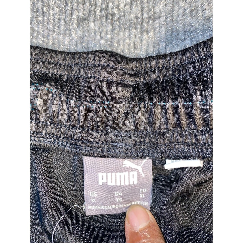 PUMA Athletic Shorts Men XL Black Blue Mash Panel Elastic Drawstring Swoosh Logo - Picture 4 of 7